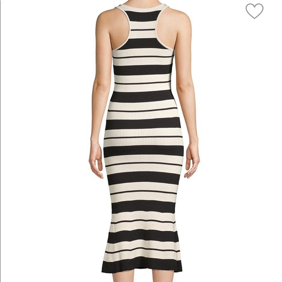 Jason Wu Striped Silk Blend Knit Bodycon Midi Dress, XS - Picture 2 of 9